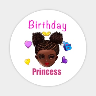 Birthday Princess Girls Birthday Party African American black girl Magnet